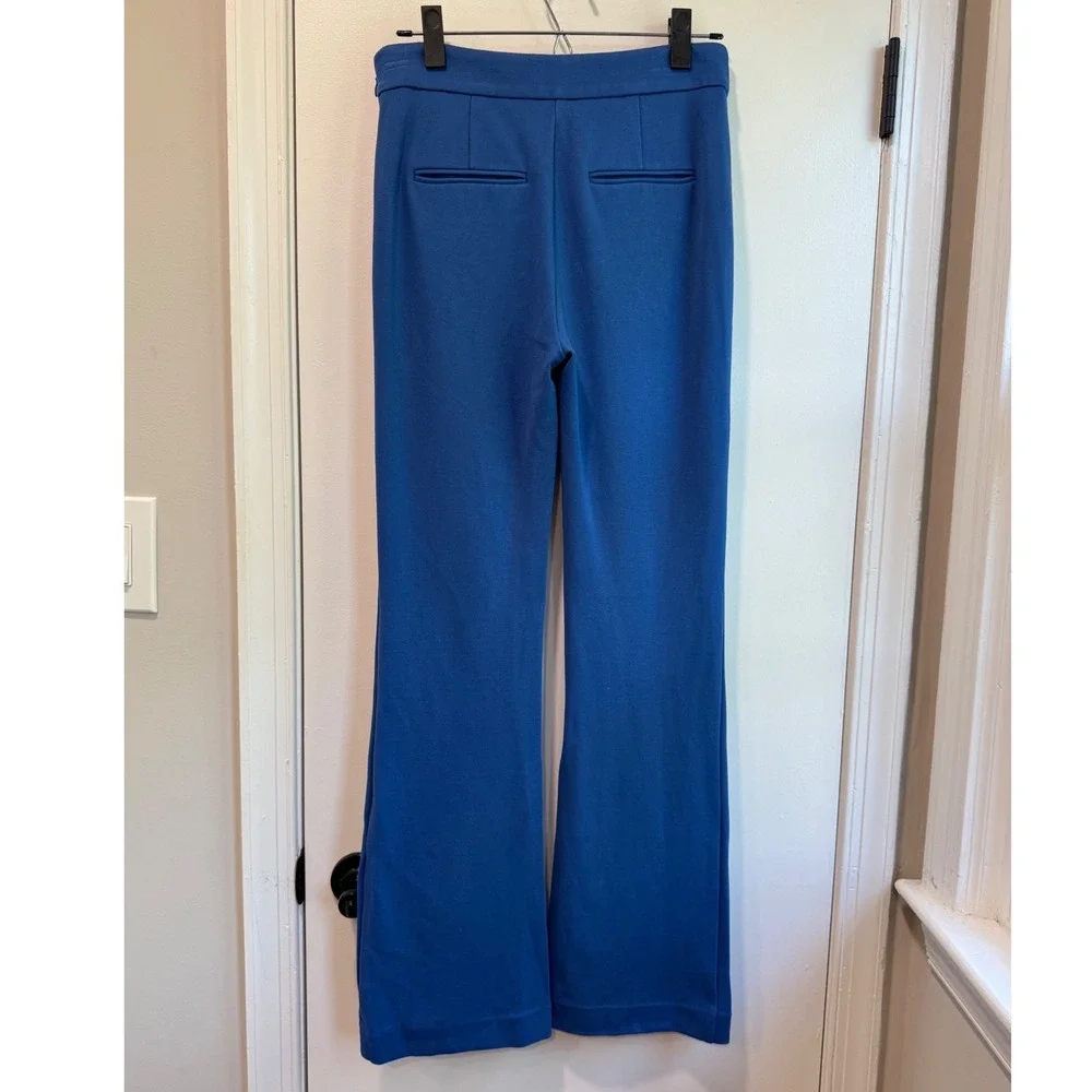 Ann Taylor Blue High Waisted Pintuck Flare Leg Trousers Size 2 Side Zip Career